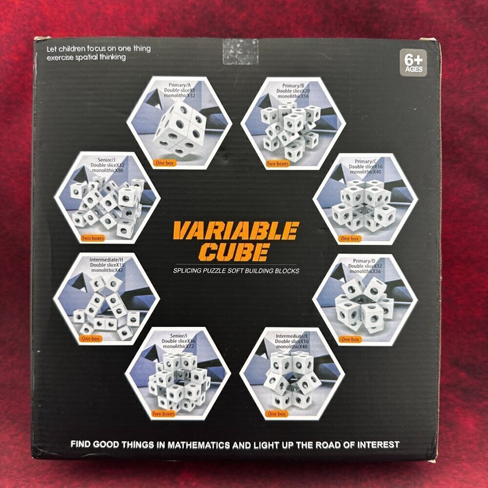 VARIABLE CUBE SPLICING PUZZLE SOFT BUILDING BLOCKS, AGE 6+, NEW